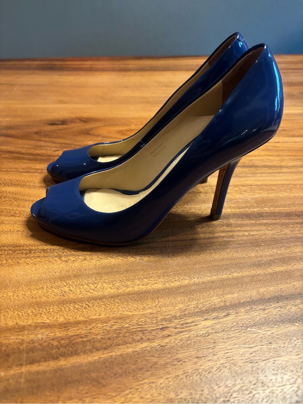 Vera Wang  Patent Leather Peep-Toe High Heels - Women size 6.5, Royal Blue